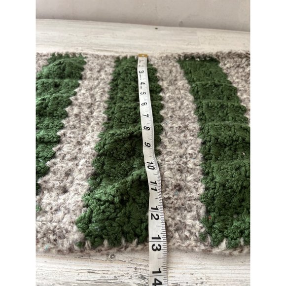 Set of crocheted green and taupe striped placemats cottage core - Picture 7 of 7